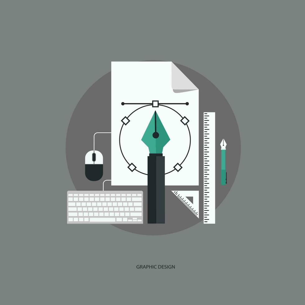 Graphic design concept. Flat vector illustration.