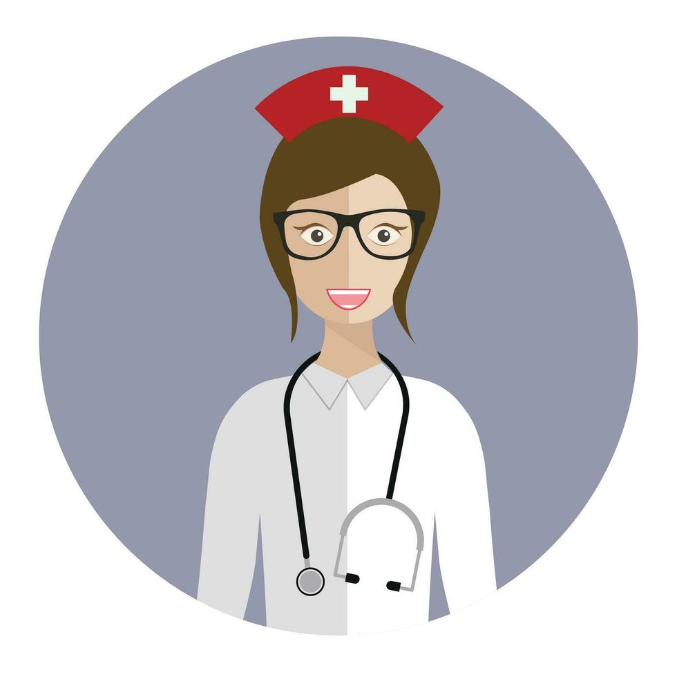 Flat icon of medical nurse. Flat vector design.