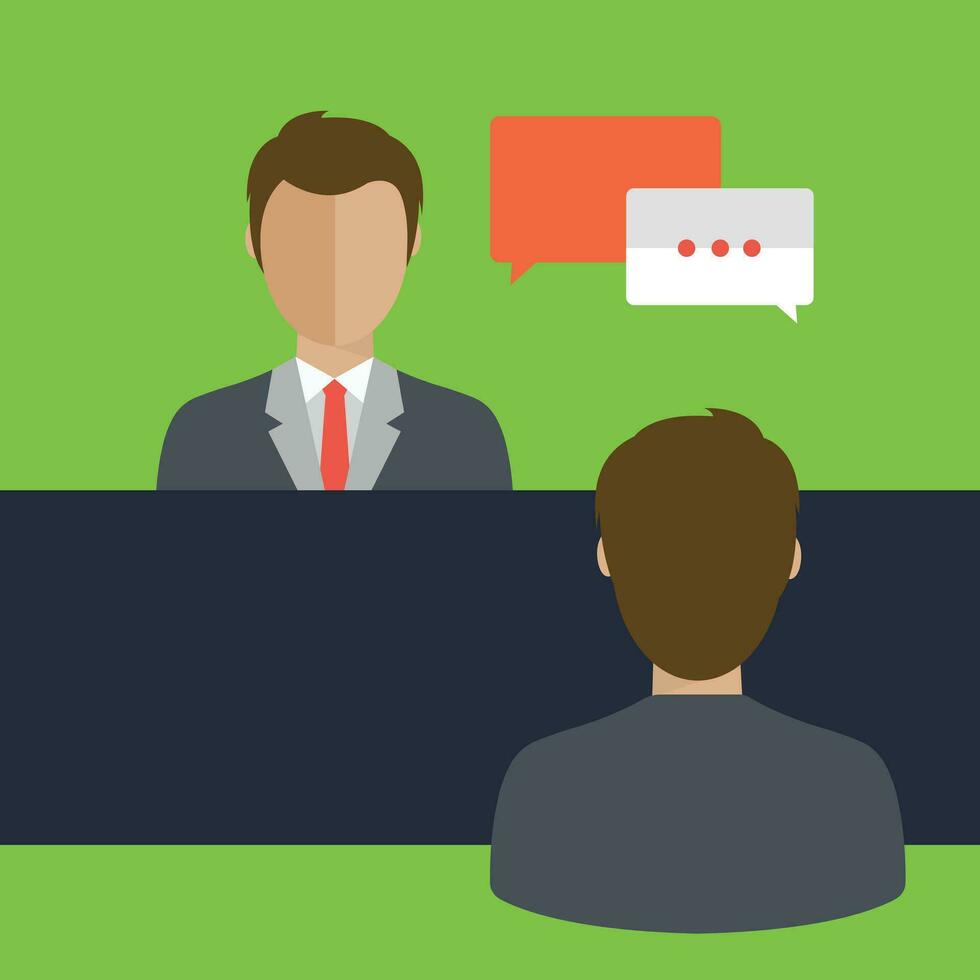Job interview concept. Interview with the candidate positions. Flat vector illustration.