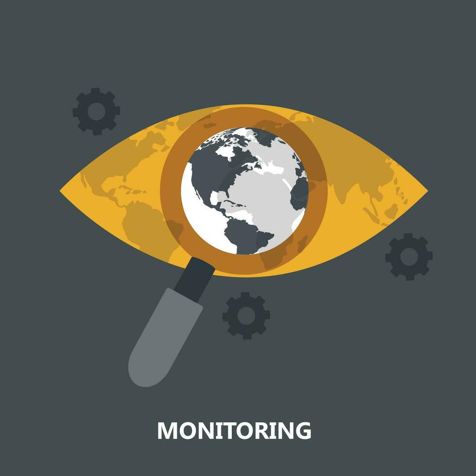 Monitoring and search concept illustration. Flat vector design.