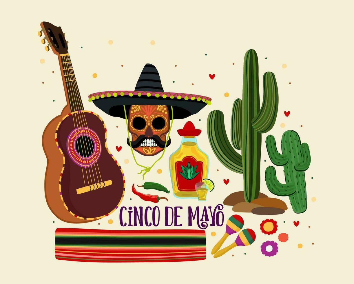 cinco Delaware mayonesa. 5to de mayo, mexicano federal día festivo. vector colocar.