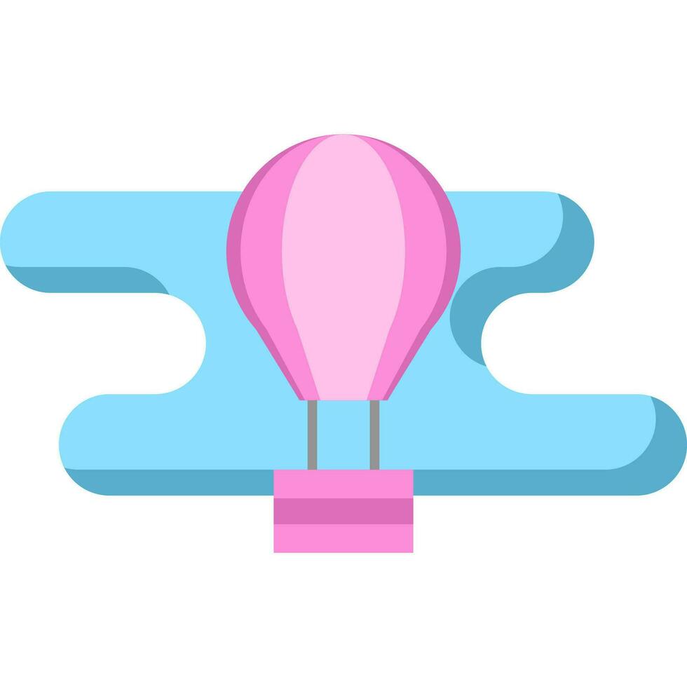 minimalist flat design of purple hot air balloon with sky or cloud background vector