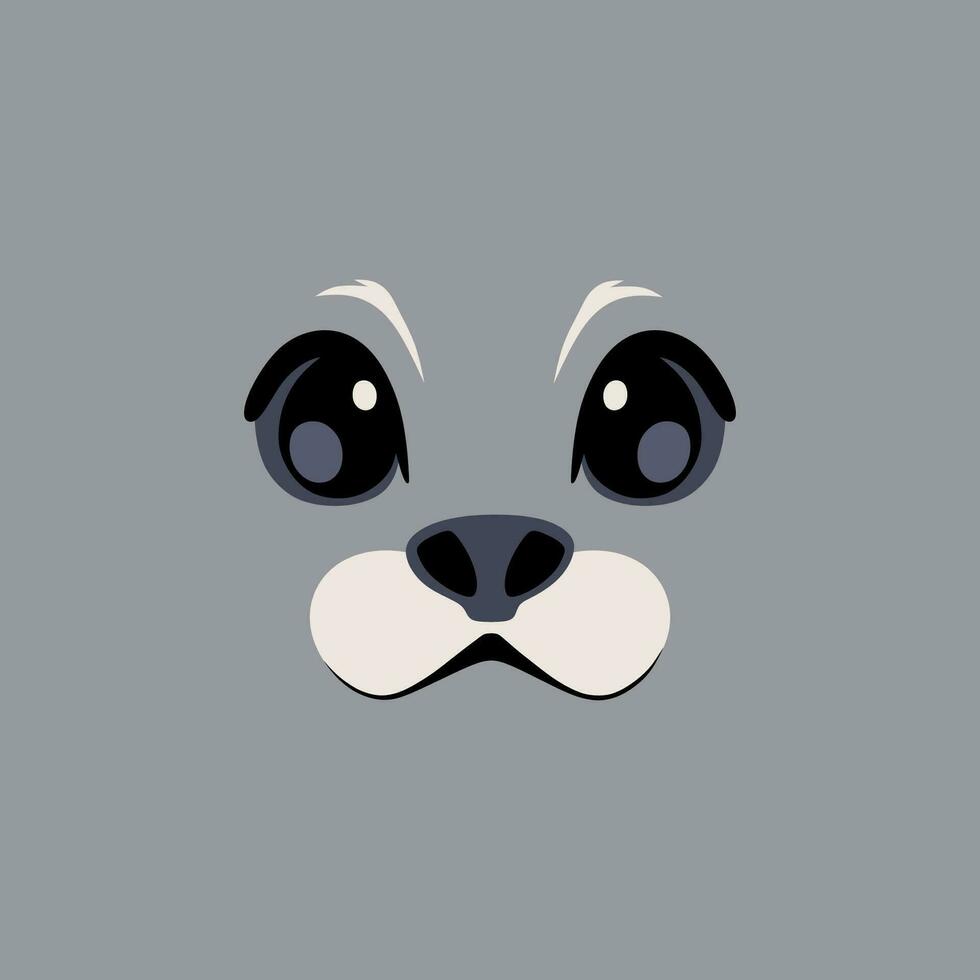 Cute simple sea calf face on a monotone background. Vector illustration, can be used for postcards, clothes, poster, sticker, wallpaper or decoration in design