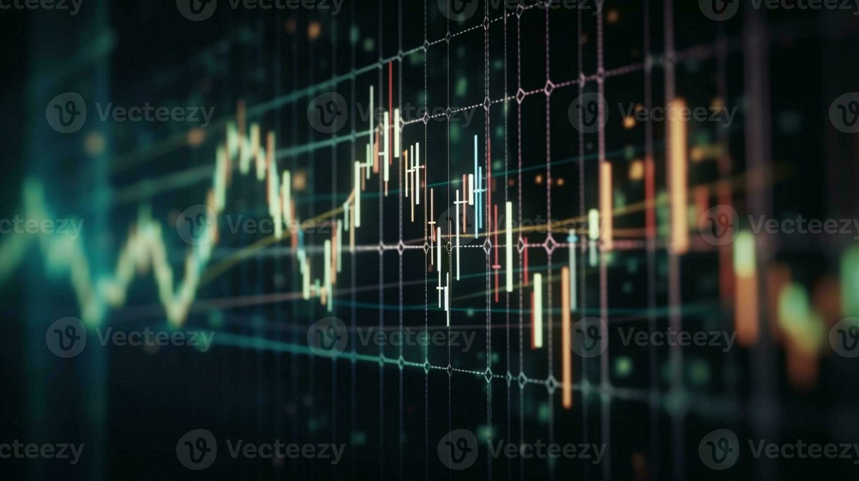 Financial stock market graph. Selective focus. Depicts TradingView financial market chart. AI Generated photo