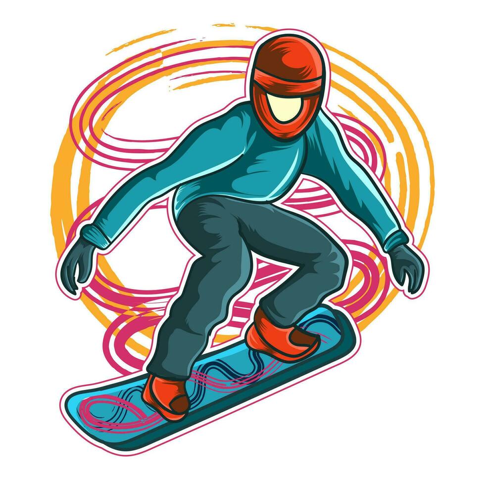 Snowboarding vector ilustración vistoso persona