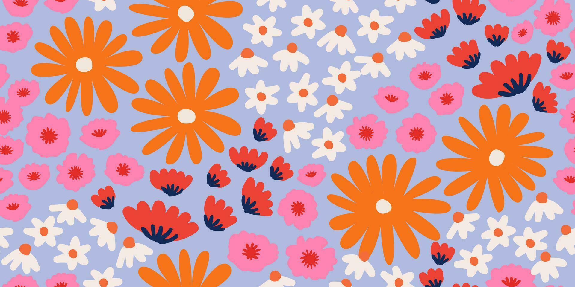 Exotic hand drawn flowers, seamless patterns with floral for fabric, textiles, clothing, wrapping paper, cover, banner, home decor, abstract backgrounds. vector