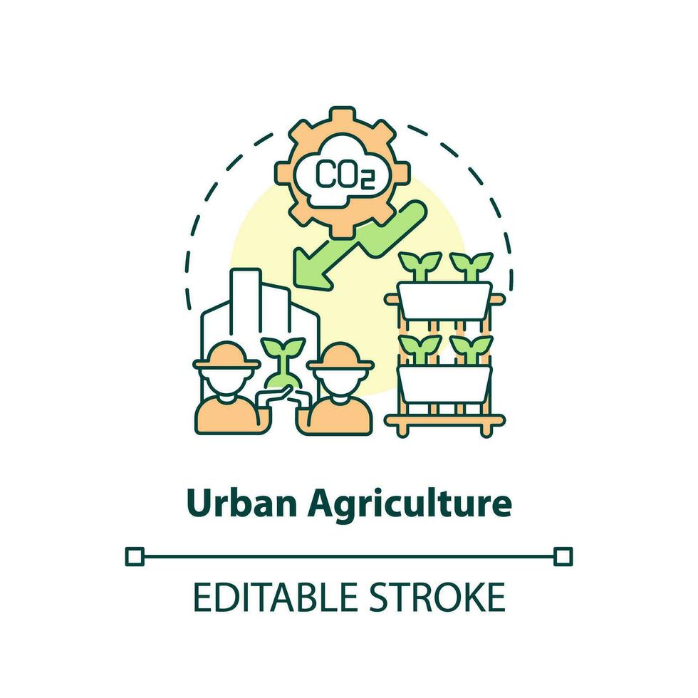 2d personalizable urbano agricultura icono representando vertical agricultura y hidroponia concepto, aislado vector, Delgado línea ilustración. vector