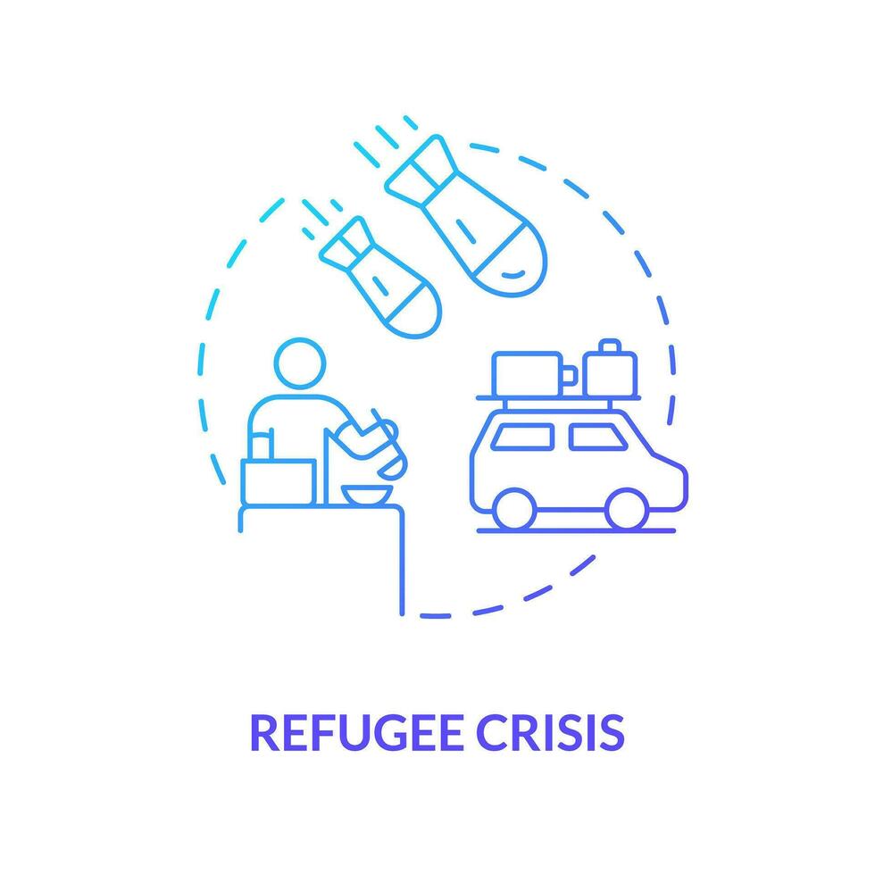 Refugee crisis blue gradient concept icon. Escaping war zones. Migration. Social justice example abstract idea thin line illustration. Isolated outline drawing vector