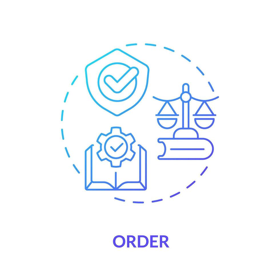 Order blue gradient concept icon. Respect of rules. Harmony and peace. Law and justice idea abstract idea thin line illustration. Isolated outline drawing vector