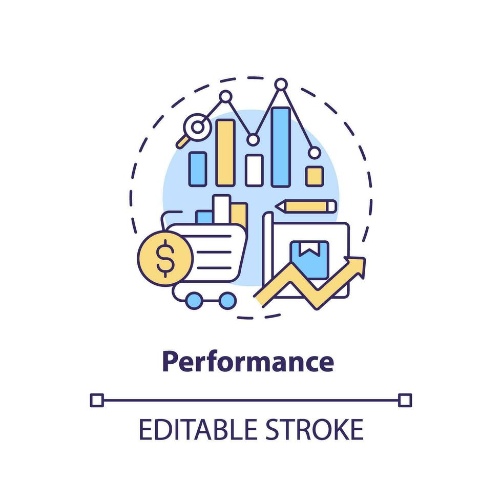 2D editable performance thin line icon concept, isolated vector, multicolor illustration representing vendor management. vector