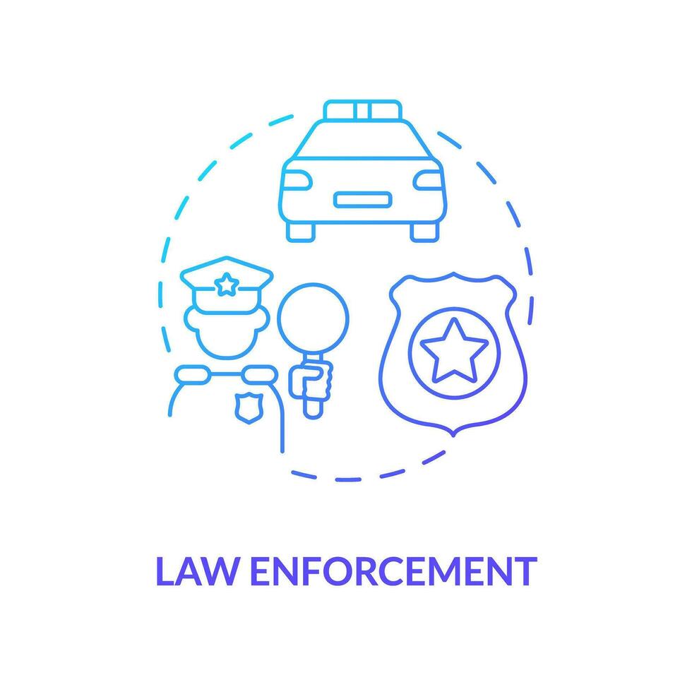 Law enforcement blue gradient concept icon. Public security. Police service. Justice system abstract idea thin line illustration. Isolated outline drawing vector