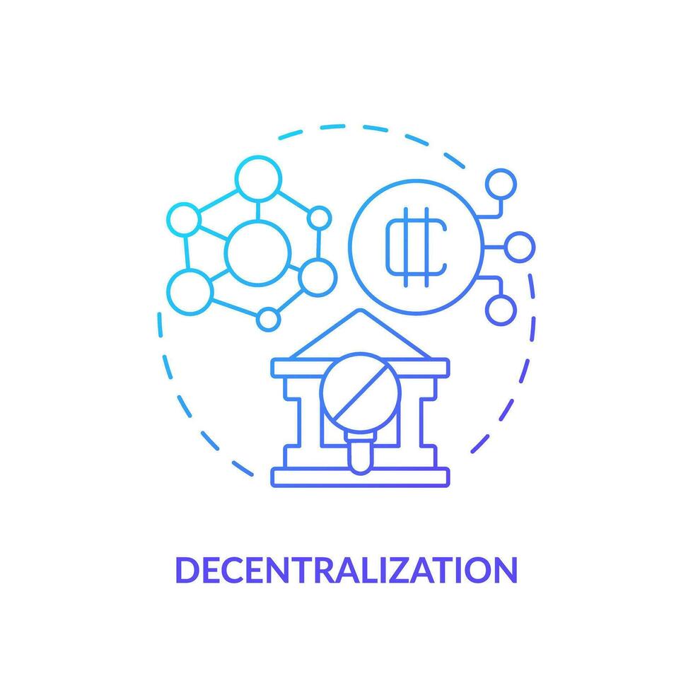 2D decentralization gradient thin line icon concept, isolated vector, illustration representing digital currency. vector