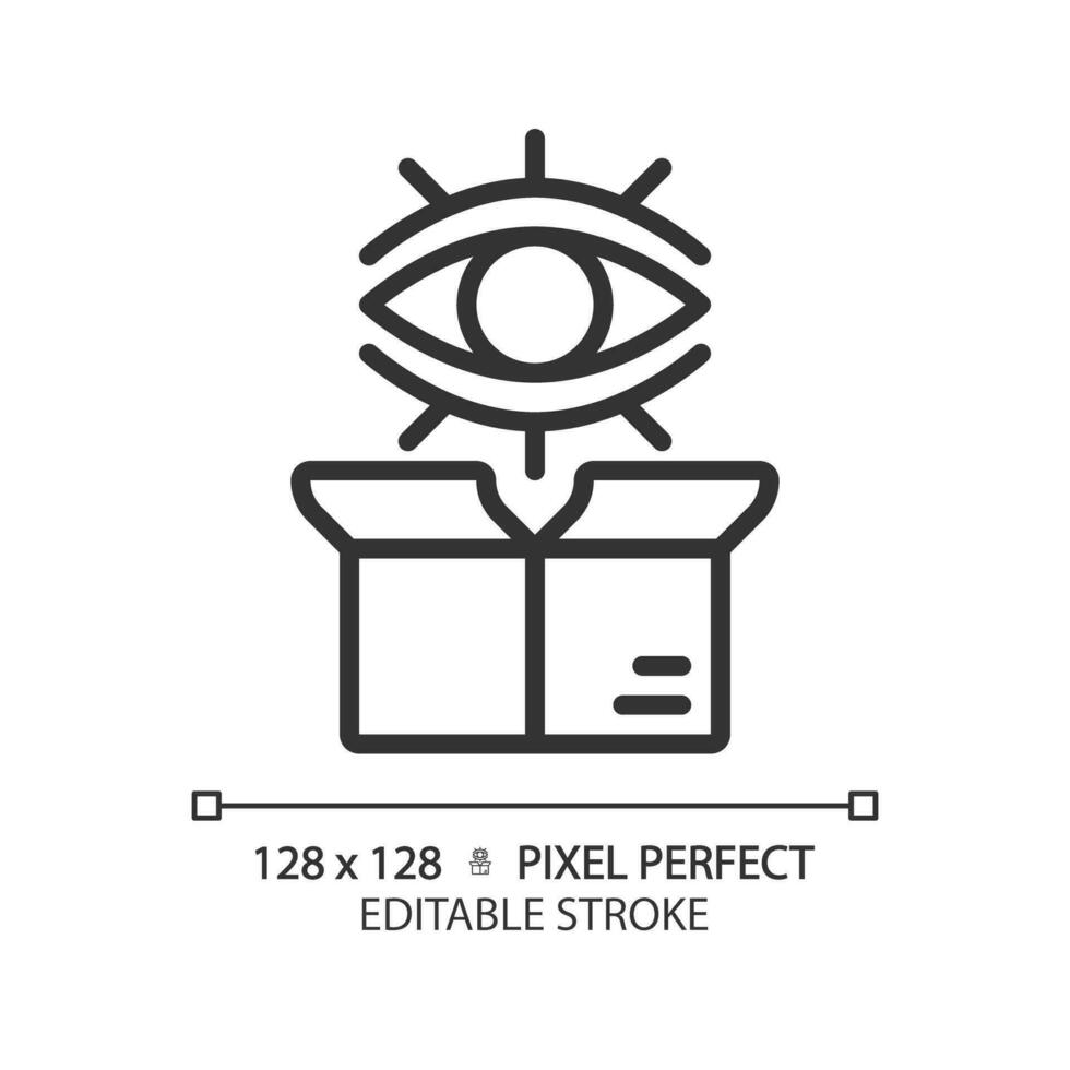 Pixel perfect editable black product monitoring icon, isolated vector, product management thin line illustration. vector