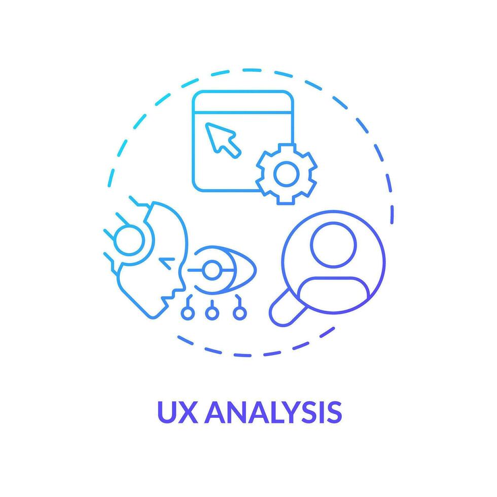 Gradient UX analysis icon concept, isolated vector, AI for SEO thin line illustration vector