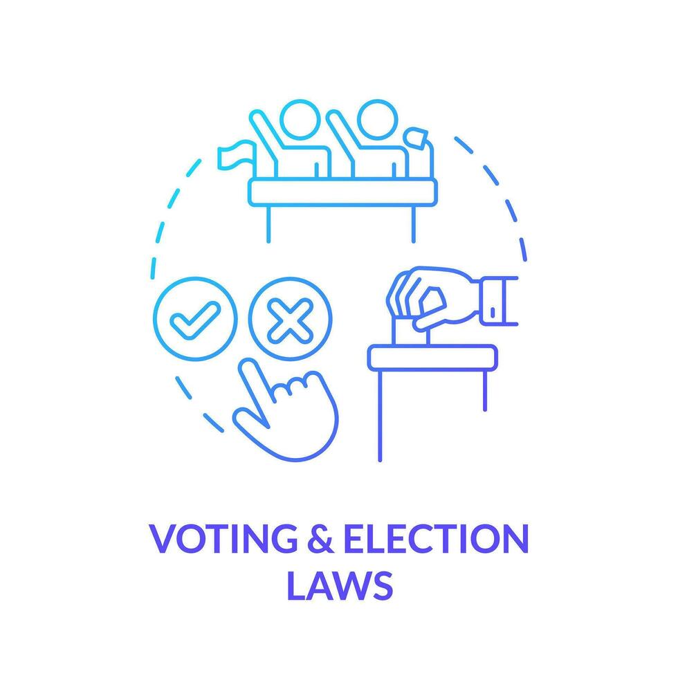 Voting and election laws blue gradient concept icon. Civil rights and regulations. Law and legal issue abstract idea thin line illustration. Isolated outline drawing vector