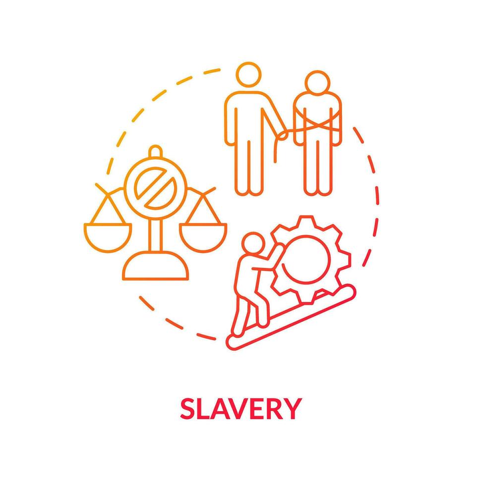 Slavery red gradient concept icon. Kidnapping and human trafficking. Injustice. Justice issue abstract idea thin line illustration. Isolated outline drawing vector