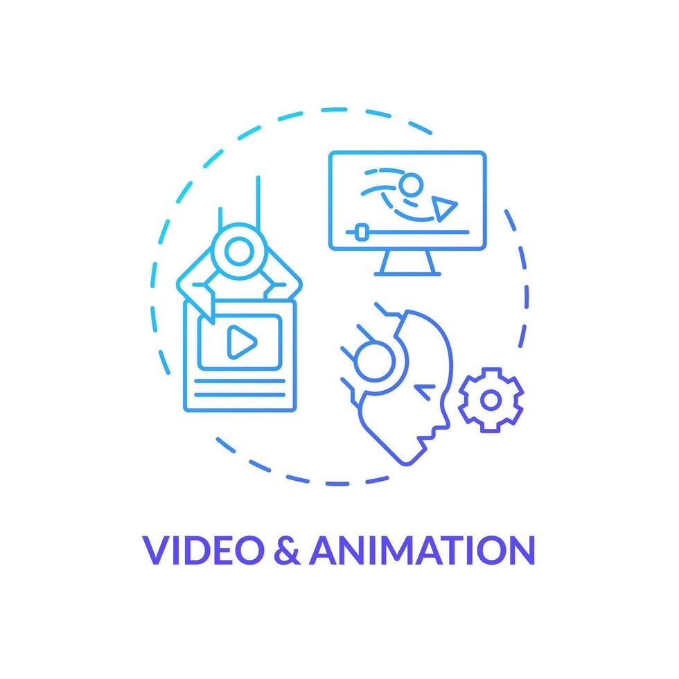 Gradient video and animation icon concept, isolated vector, AI for SEO thin line illustration. vector