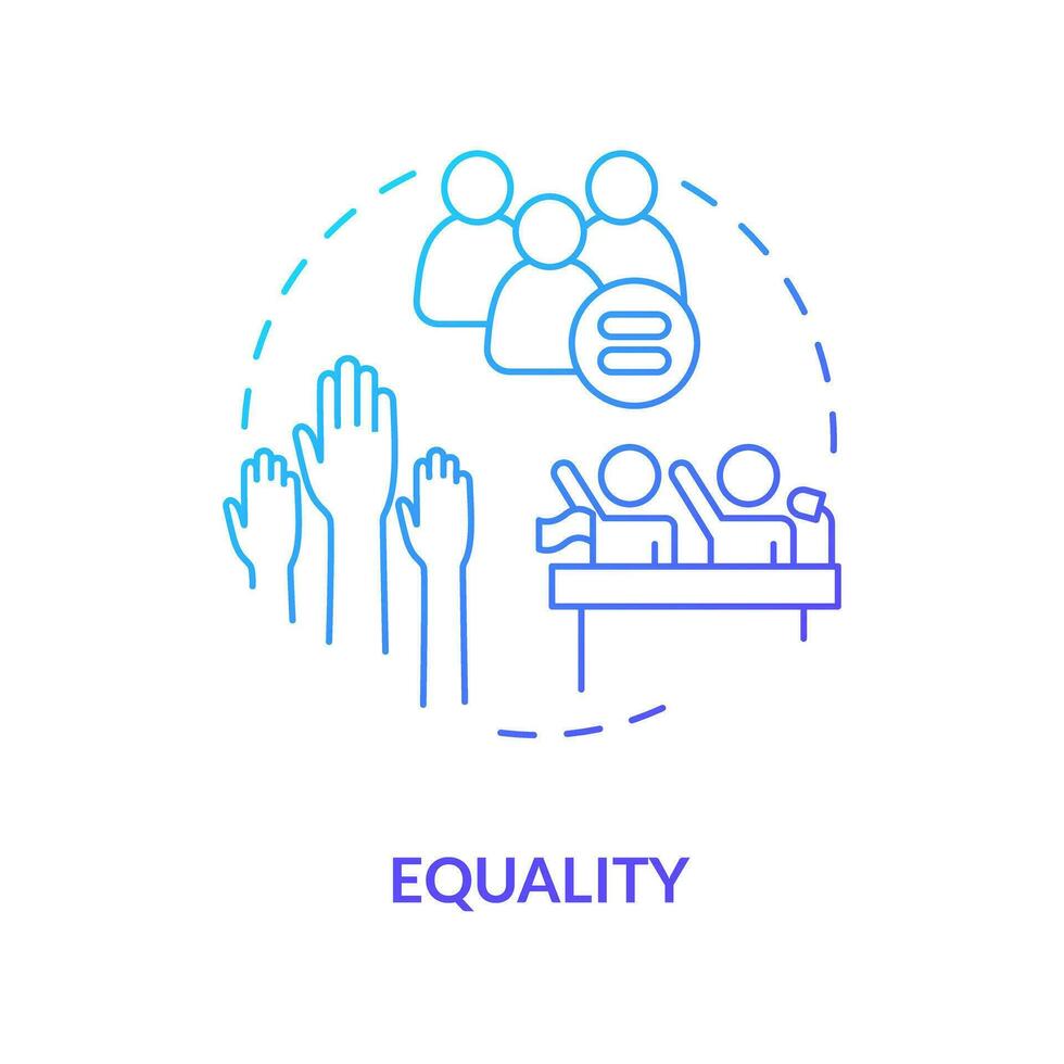 Equality blue gradient concept icon. Equal rights and opportunities for all. Law and justice idea abstract idea thin line illustration. Isolated outline drawing vector