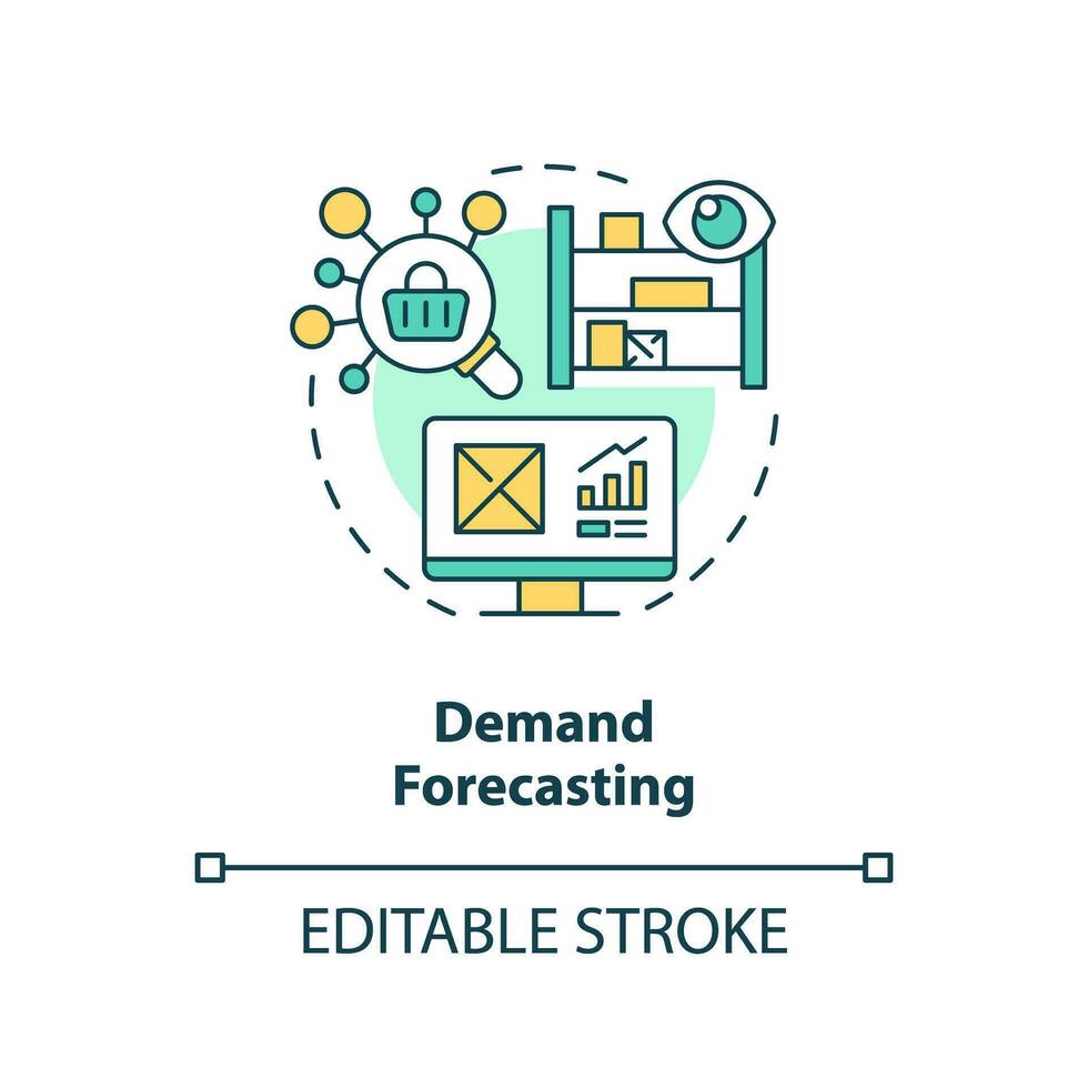 2D editable demand forecasting thin line icon concept, isolated vector, multicolor illustration representing vendor management. vector