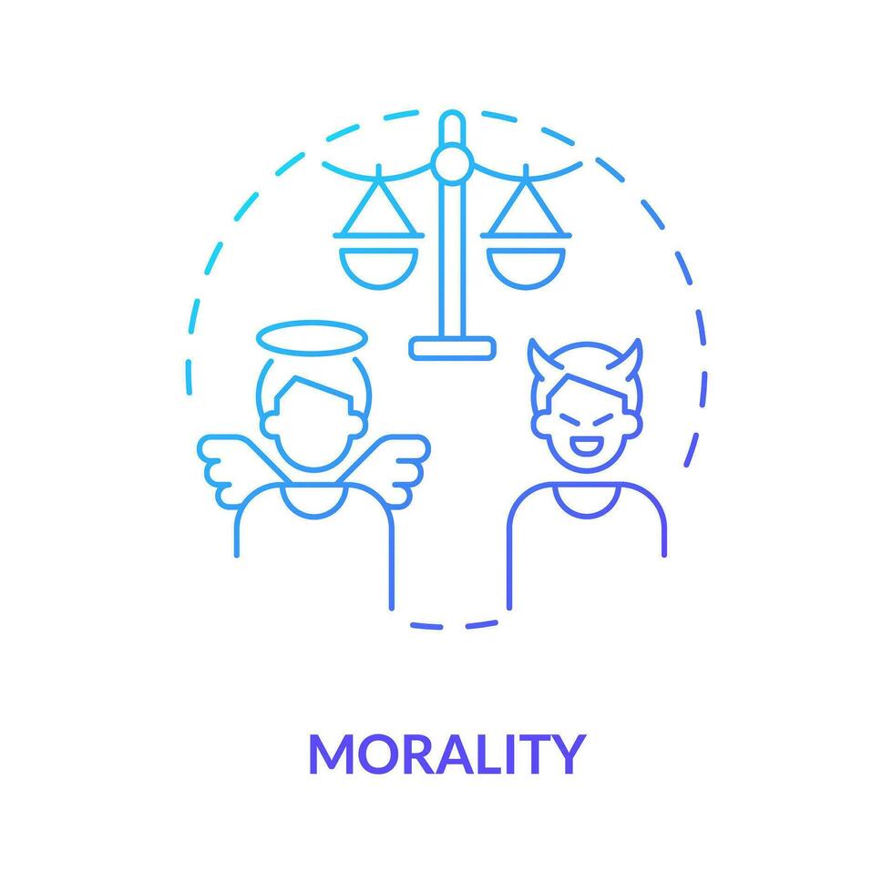 Morality blue gradient concept icon. Differentiation of proper and improper. Law and justice idea abstract idea thin line illustration. Isolated outline drawing vector