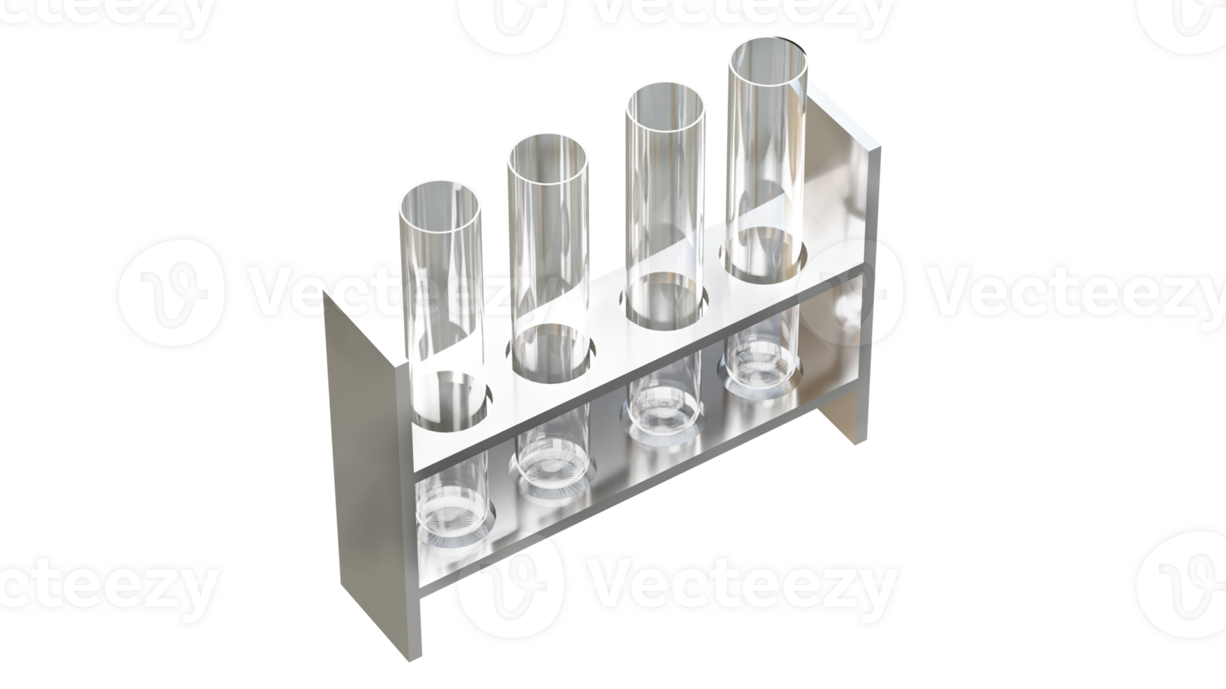3D render of empty experimental test tube in socket, Science laboratory equipment png