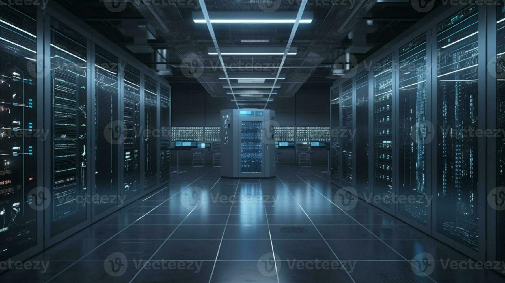 server room in data center full of telecommunication equipment concept of big data storage and cloud AI Generated photo