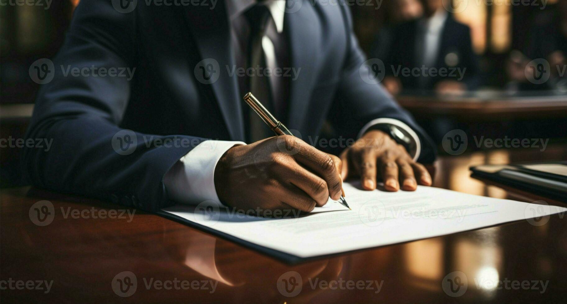 Businessman signing a contract close up AI Generated photo