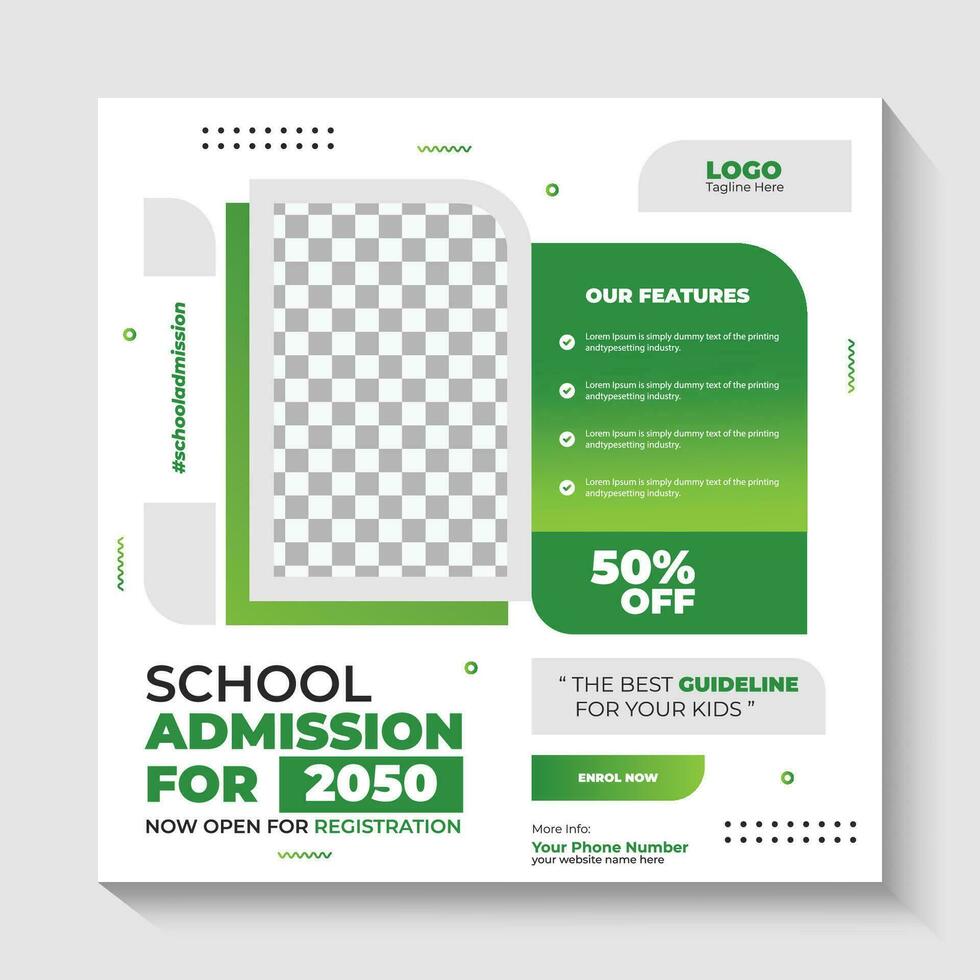 School admission social media post template vector