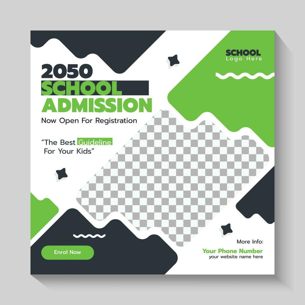 School admission square banner vector
