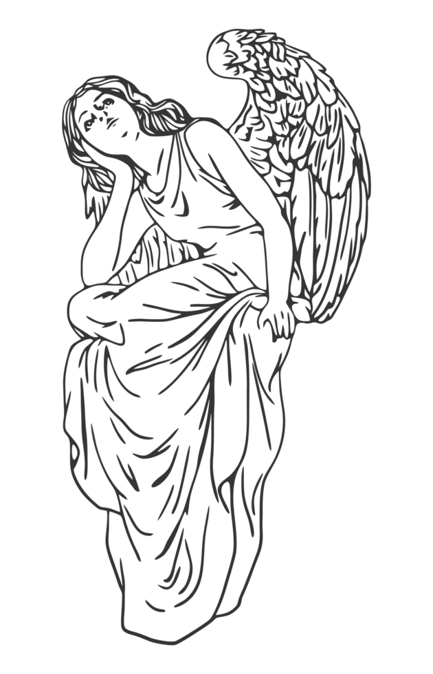 Angel looking up transparent background png