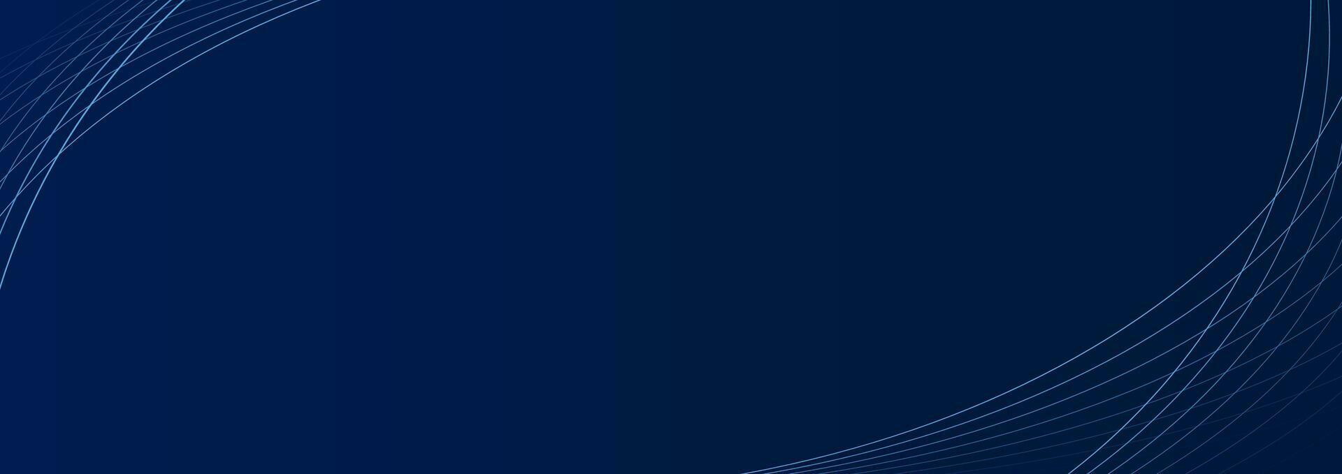 Abstract background with curve modern lines on dark blue background. Illustration horizontal template background banner. vector