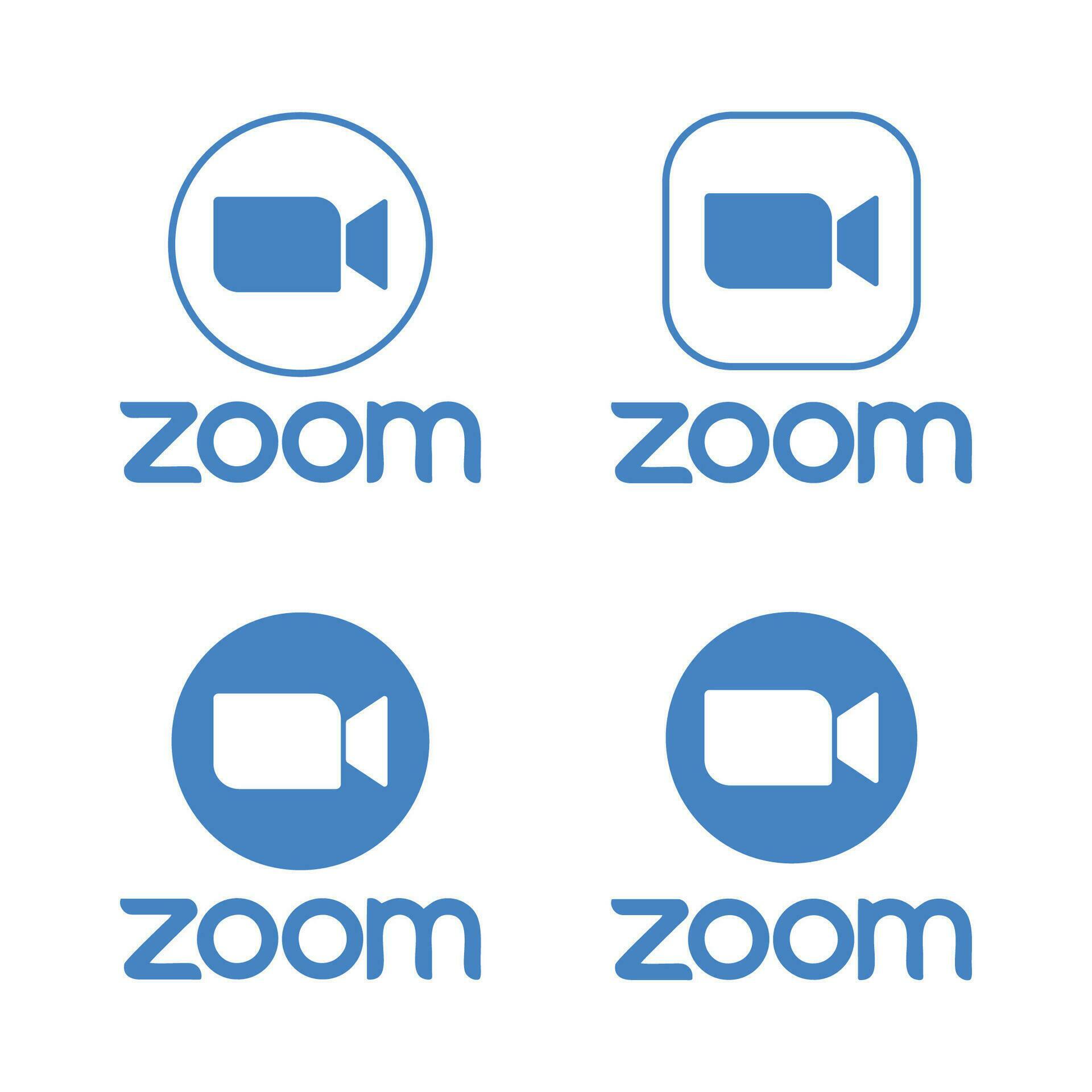 Zoom logo. Application for video communications with cloud platform for