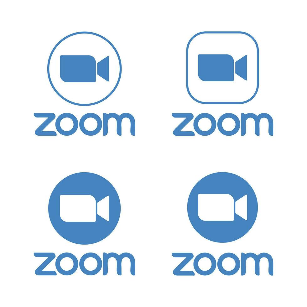 Zoom logo. Application for video communications with cloud platform for video and audio conferencing, chat, and webinars. vector