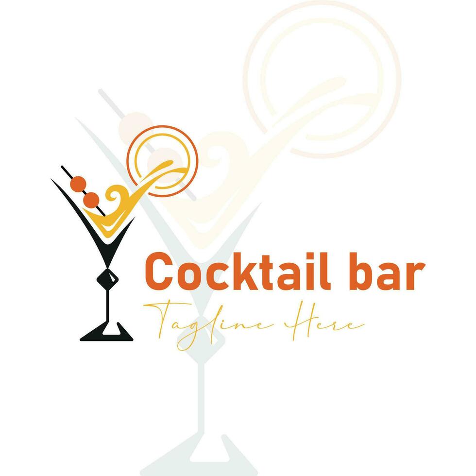 Illustration vector graphic of cocktail logo. Design template of vermouth glass for brand, icon, badge or label for bars, cafe, pubs and company