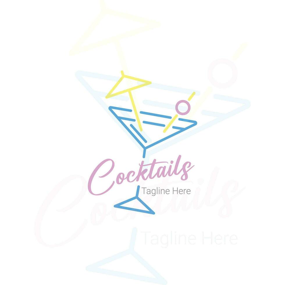 Illustration vector graphic of cocktail logo. Design template of vermouth glass for brand, icon, badge or label for bars, cafe, pubs and company