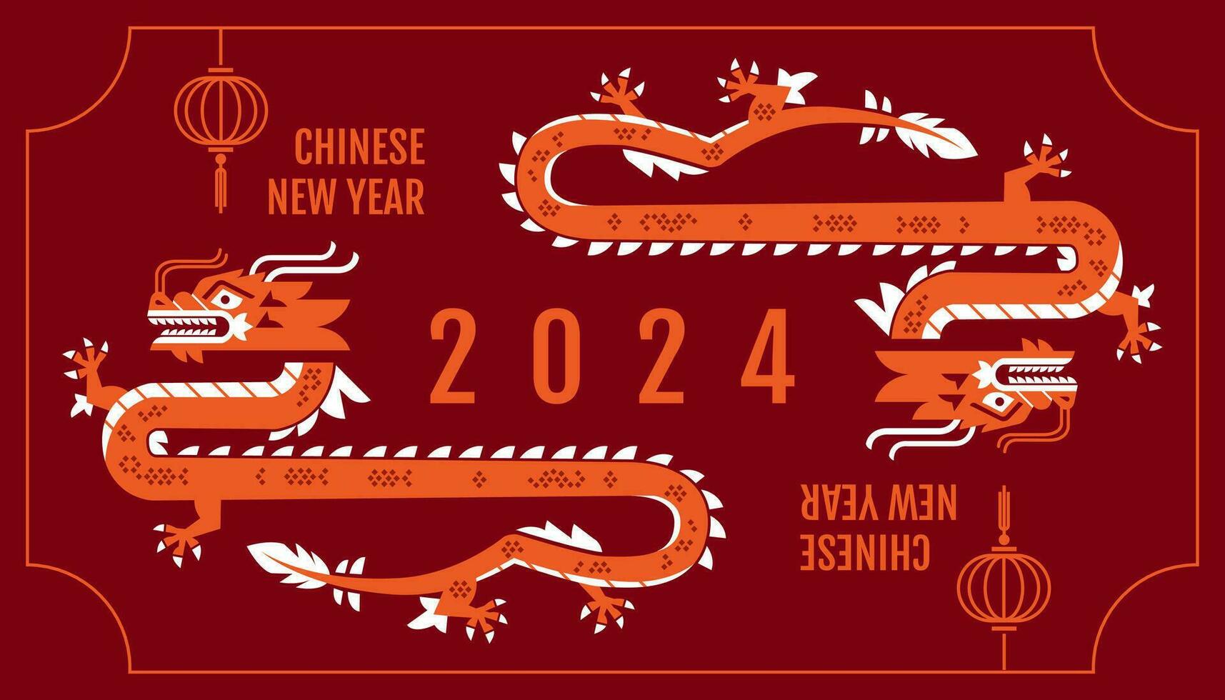 Lunar new year, Chinese New Year 2024 , reflection dragon vector