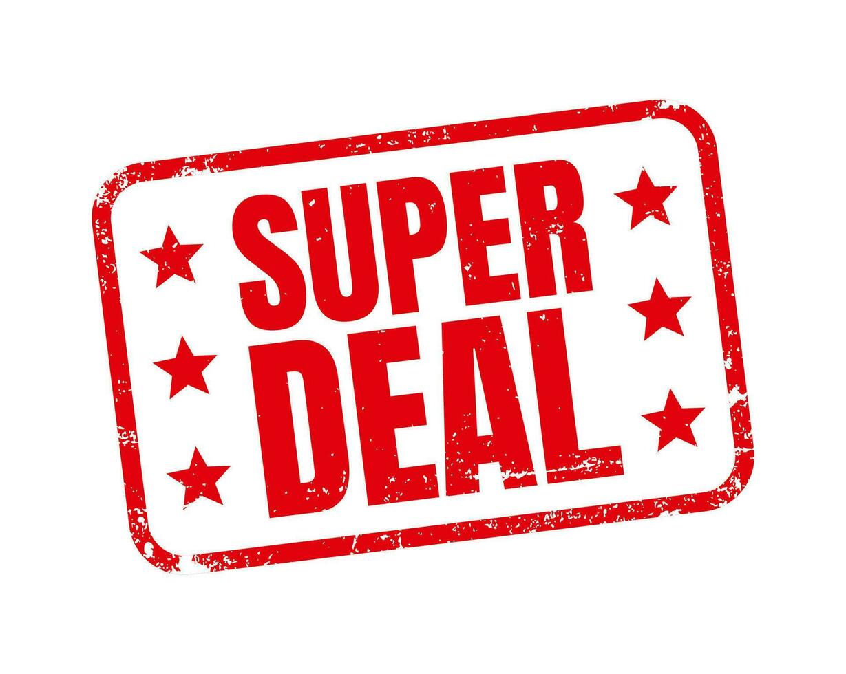 Super deal red square vector grunge stamp. red grunge super deal sign isolated on white