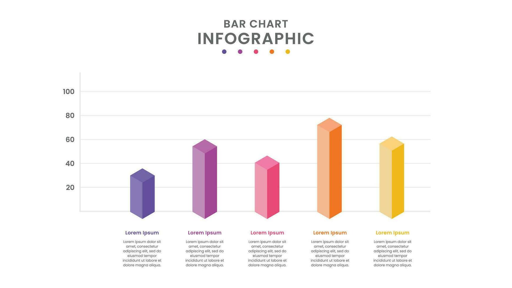 3D Bar Chart Infographic Template Design vector