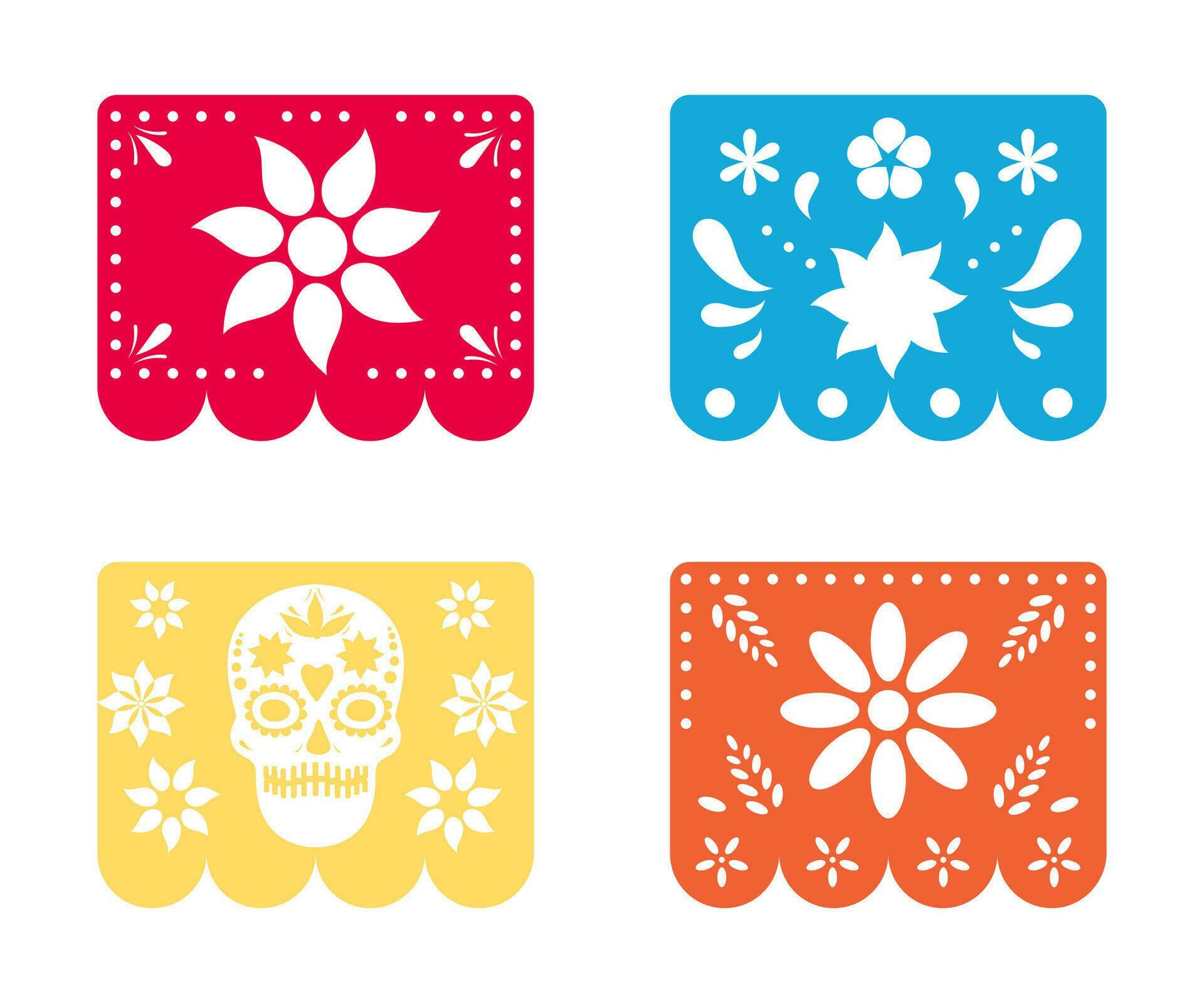 Day of the Dead. Mexican papel picado. Design elements on white Day of the Dead. Mexican papel picado. Design elements on white