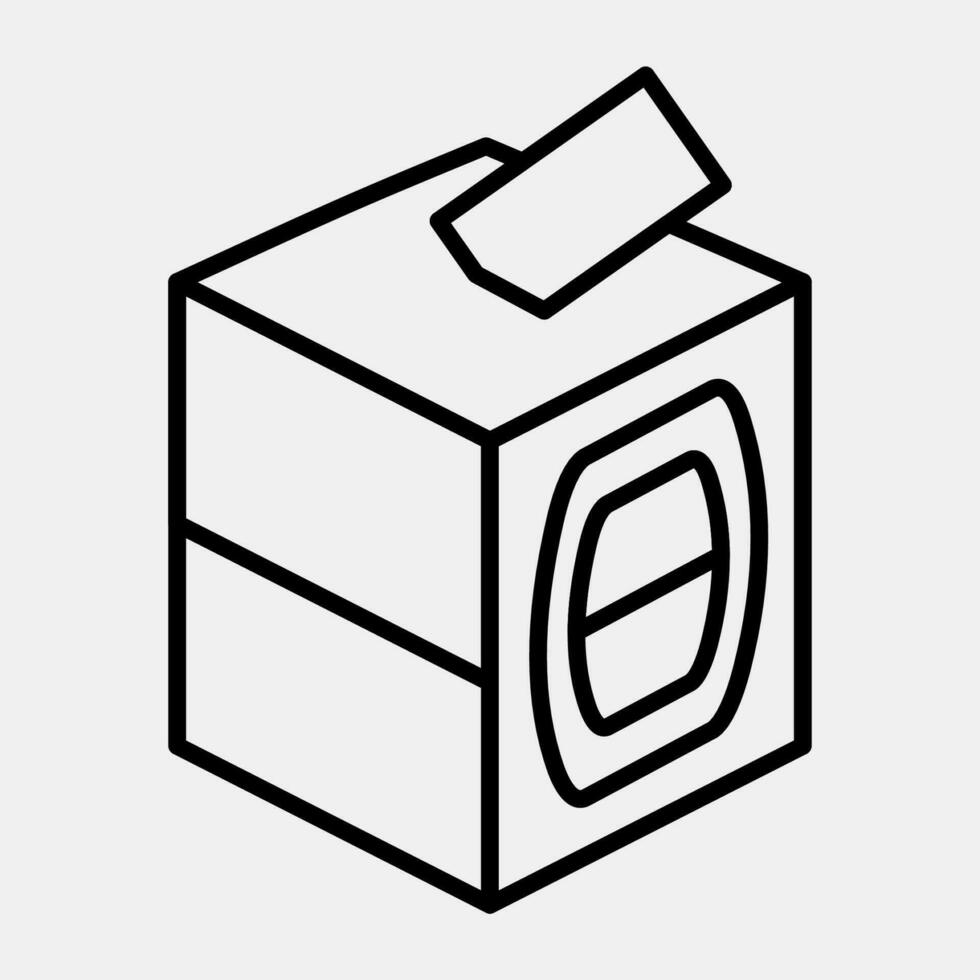 Icon ballot box. Indonesian general election elements. Icons in line style. Good for prints, posters, infographics, etc. vector