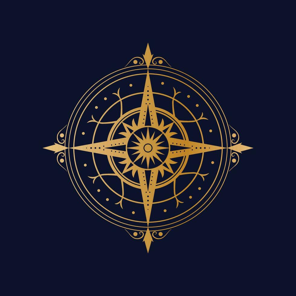 Abstract Star Compass Emblem Vector - Navigating Creative Possibilities with Intriguing Design