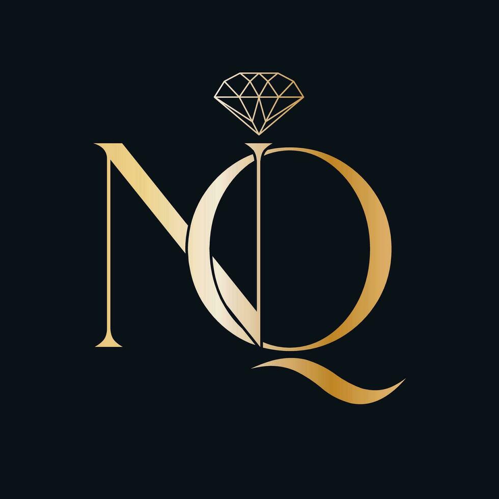 N and Q Monogram with Diamond - A Brilliant Fusion of Initials and Luxury vector