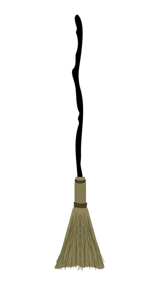 witch broom in simple style vector witchcraft element