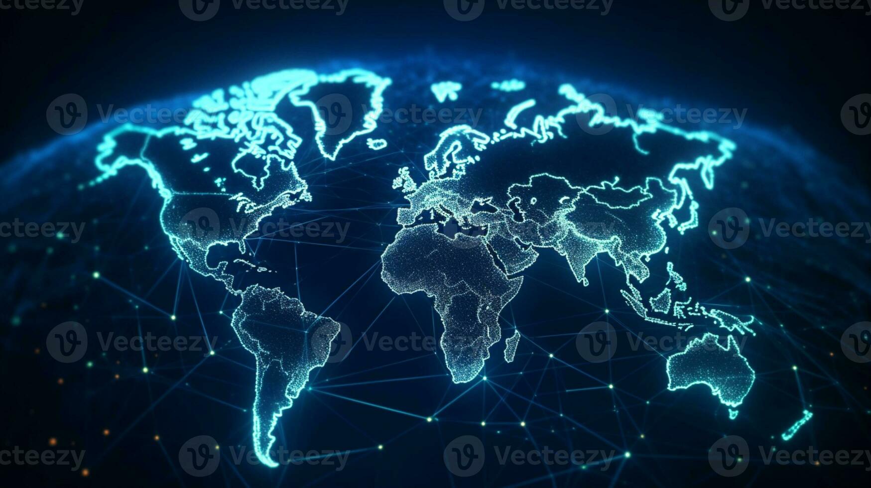 resumen gráfico mundo mapa ilustración en azul fondo, grande datos y redes concepto ai generado foto