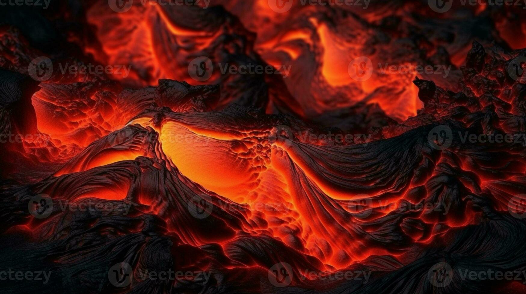 Abstract volcanic style background, hot lava flow AI Generated photo