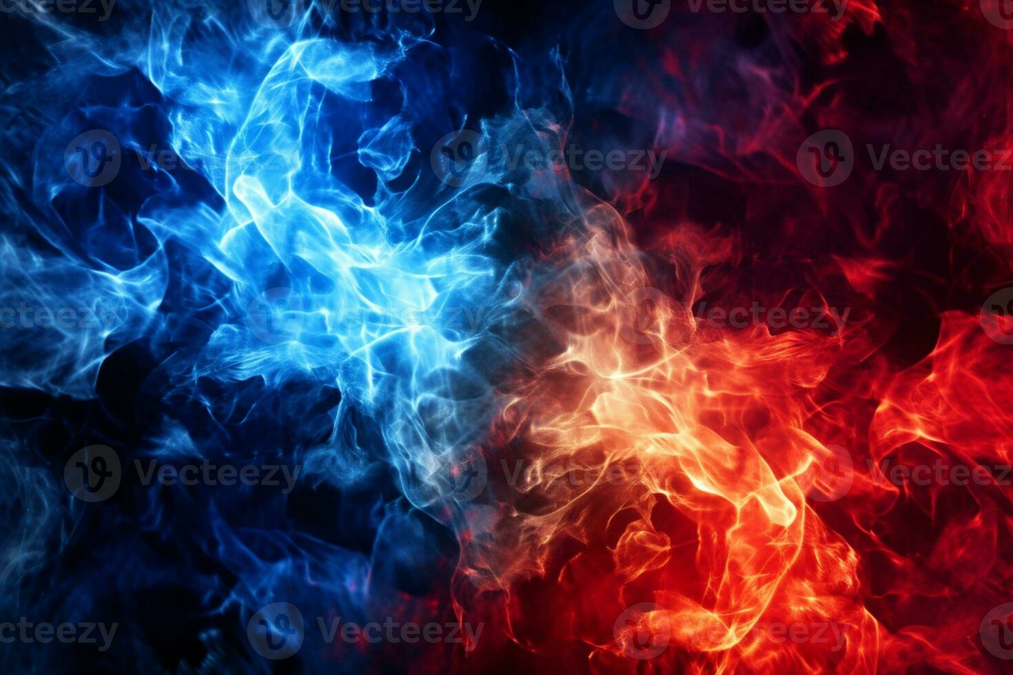 Red and blue fire on balck background AI Generated photo