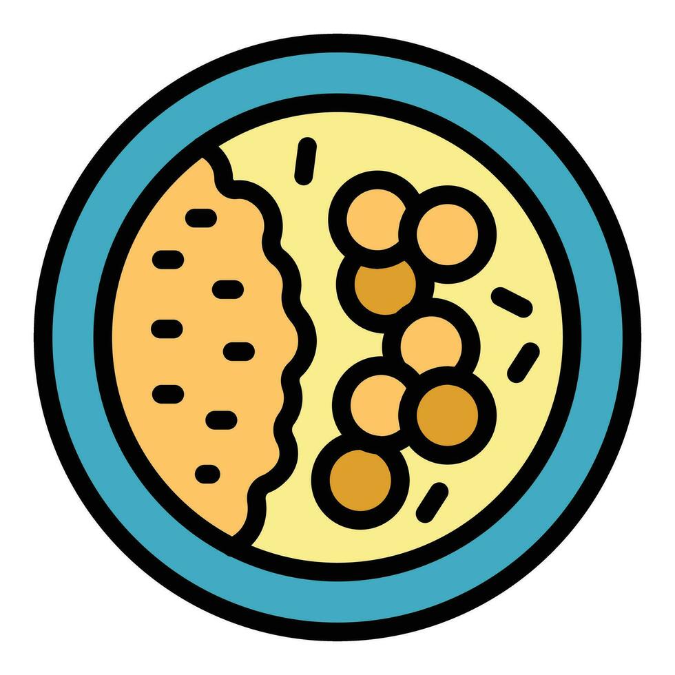 Rice meat menu icon vector flat