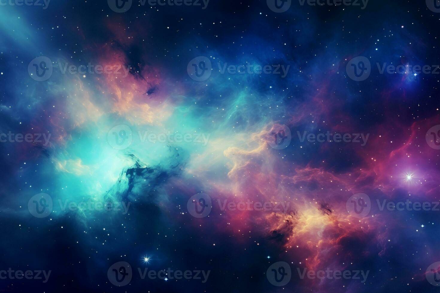 Captivating beauty of space with a distant nebula amidst a star-filled sky AI Generative photo