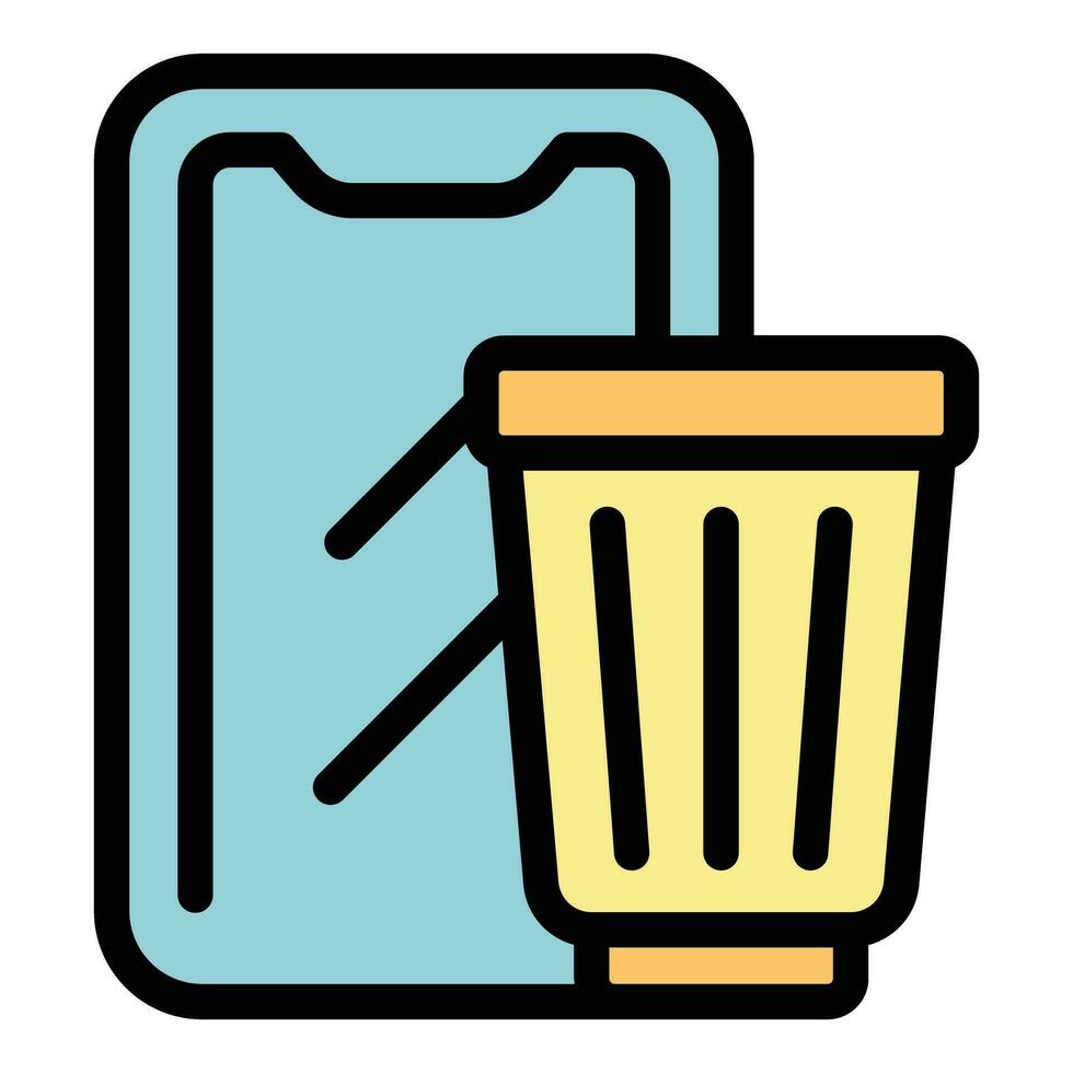 Phone garbage icon vector flat