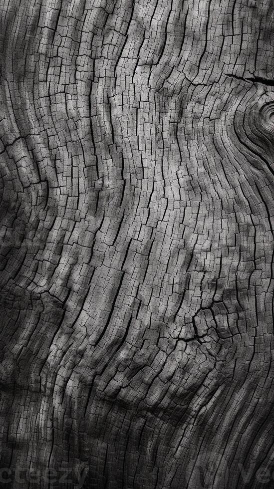 Detailed Texture of Tree Bark in Monochrome with an Organic Feel, Ideal for Environmental Campaigns AI Generative photo